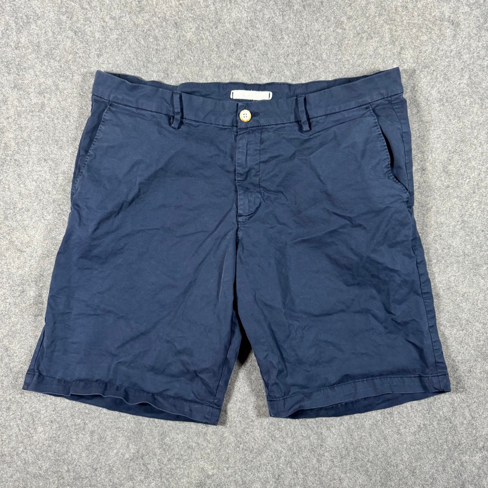 Robert Graham Shorts Mens 38 Navy Blue Classic Fit Stretch Cotton Chino Twill